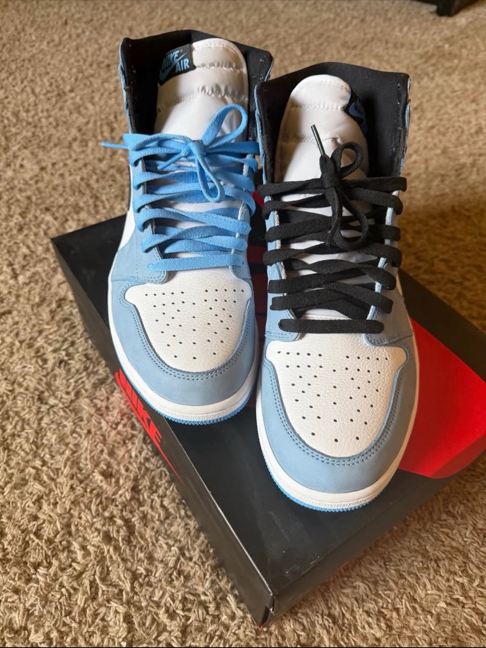 Jordan Men’s High-Top Sneakers in White and Light Blue